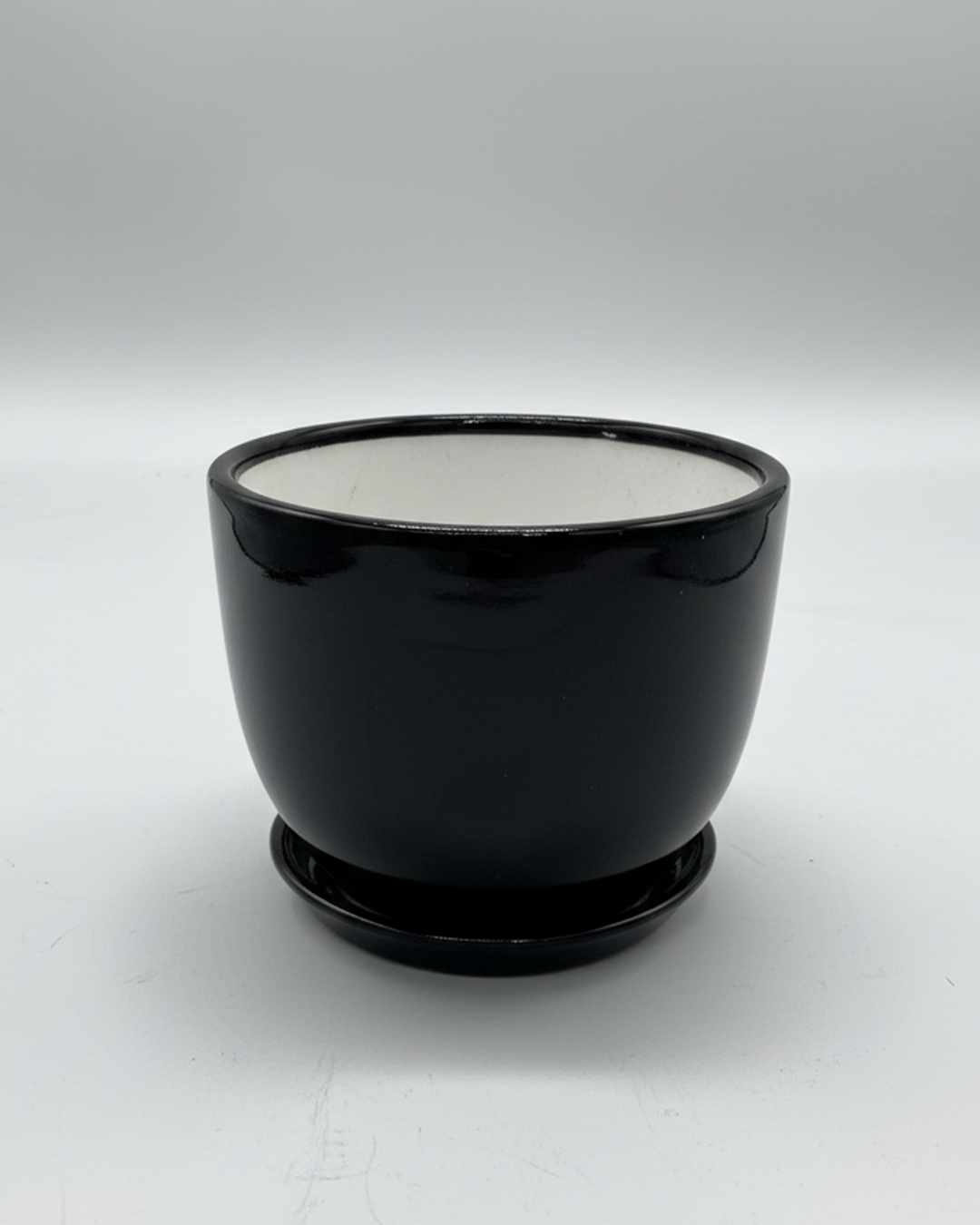 Ceramic Pot With Attached Saucer