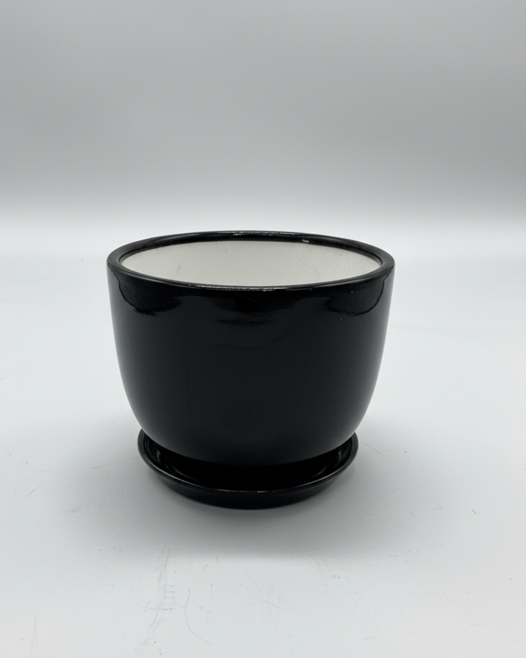 Ceramic Pot With Attached Saucer