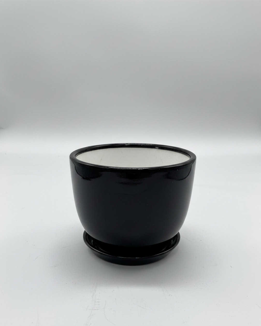 Ceramic Pot With Attached Saucer