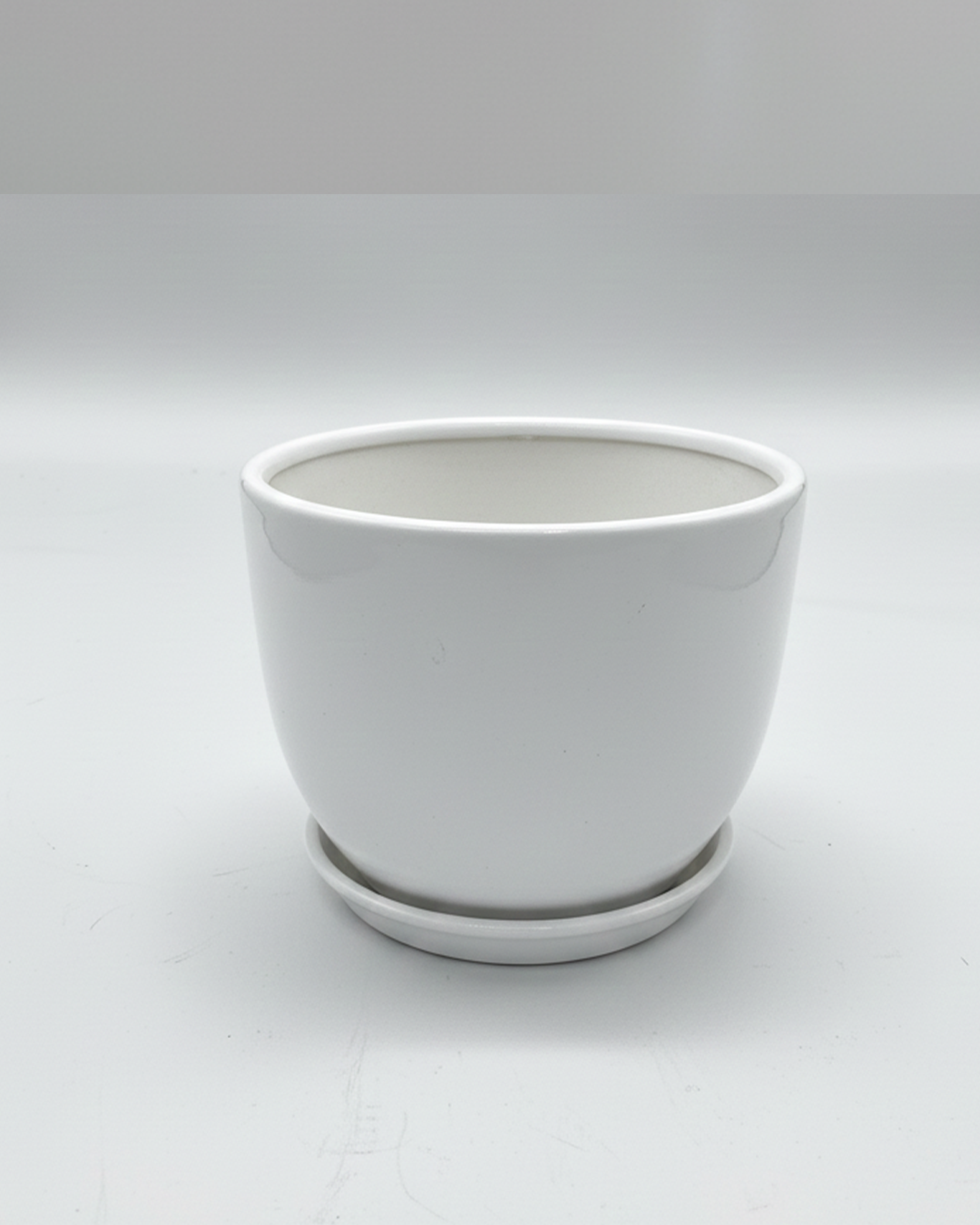 Ceramic Pot With Attached Saucer